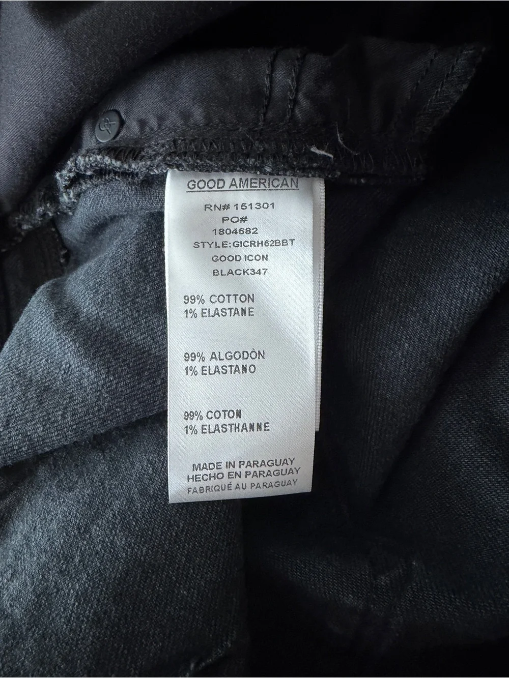Good American Good Icon High Rise Straight Black Jeans Women's - Size 24W